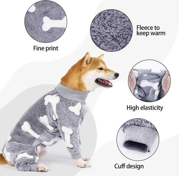 Flannel hundedragter, varmt kæledyrstøj, bløde hundepyjamas