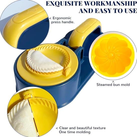 Dumpling Maker - Degpressverktyg - Hemlagning - Manuellt Driven - 20 x 11.5 x 25.5 cm - Mörkblå