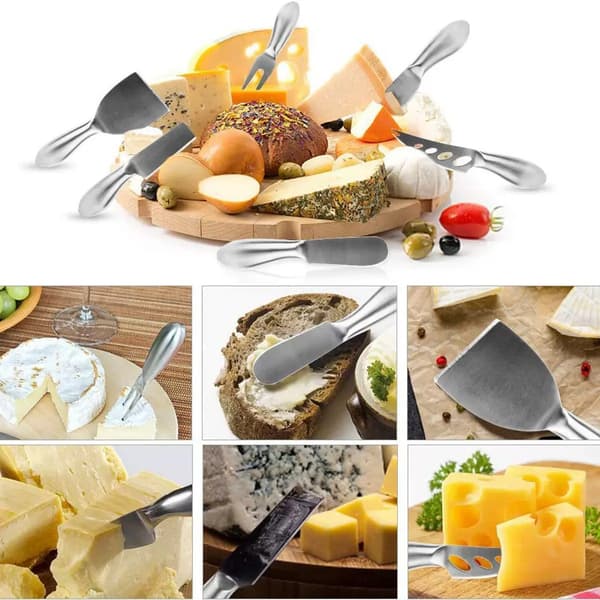 4 stk. osteknivsæt, smørknivsæt i rustfrit stål, gaveæske
