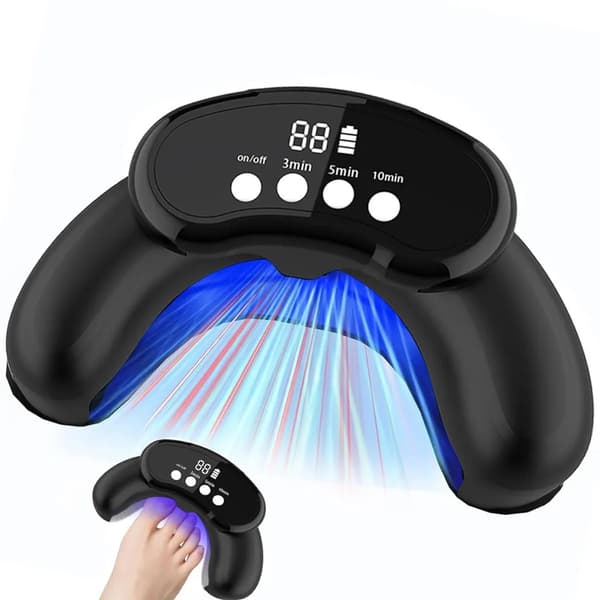 30 LED-lamppärlor för nagelsvamp, rött ljus + blått ljus, digital display, timer, smart sensor