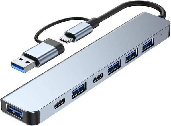 8-i-1 USB-hub USB A/C til 3.0 2.0 Adapter Splitter Dockingstation Forlænger