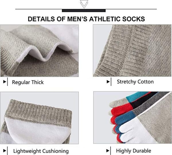 Tåstrumpor i bomull, löparstrumpor, unisex, 5 par