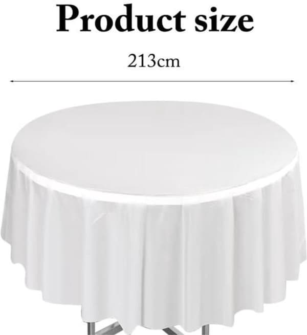 Rund dukset - 213 cm - Vit