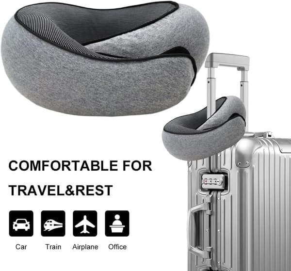 Kudde Memory Foam Flygplan Vandring Resa Långsam-Släpp Skum - Mörkgrå