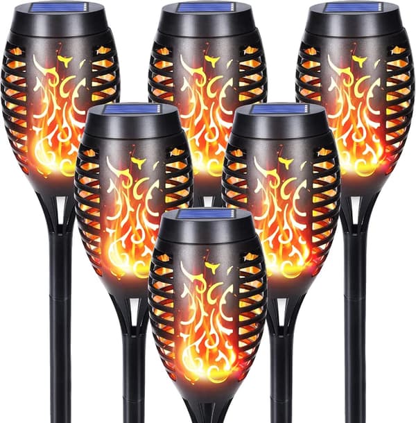 6-pack utomhus solcellsflamfacklor (IP65 vattentäta)