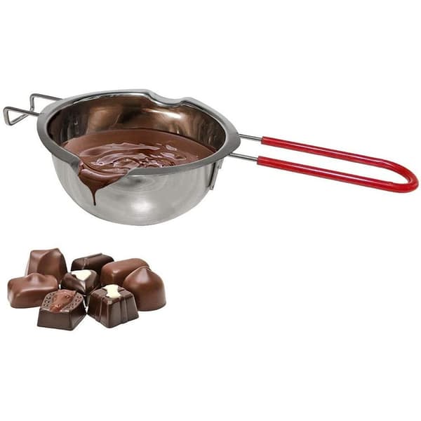 600 ml smeltedigel i rustfrit stål med dobbelt tud, til chokolade, sukker, smør, stearinlys.