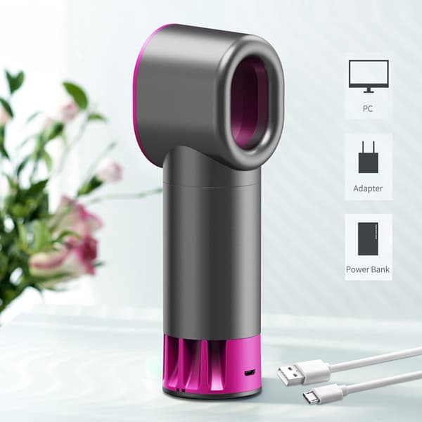 Bærbar USB Genopladelig Blæser Håndholdt Mini Luftkøler Bladeless - Grå Farveblok