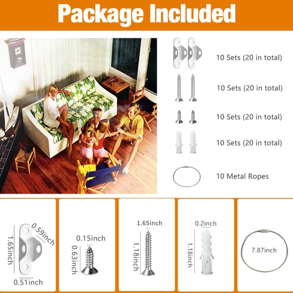 Möbelankare 10-pack Anti-tipp Baby Säkerhetsväggfästen Silver