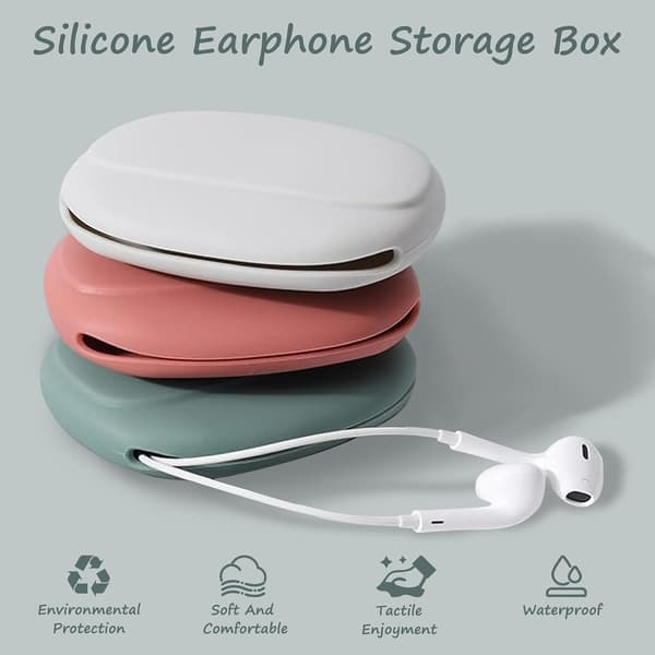 4 Mini Silikone Høretelefoncovers Opbevaringspose USB-kabel Rød Grøn Grå