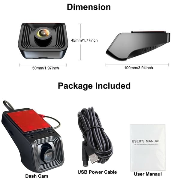 USB Android 1080P Bil Dash Cam Video ADAS HD
