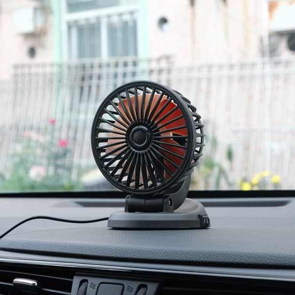 24V Bilventilator, Lille Bærbar Bilventilator, USB/Cigarettænder Interface Bilkøleventilator, Velegnet til Biler, Lastbiler og SUV'er