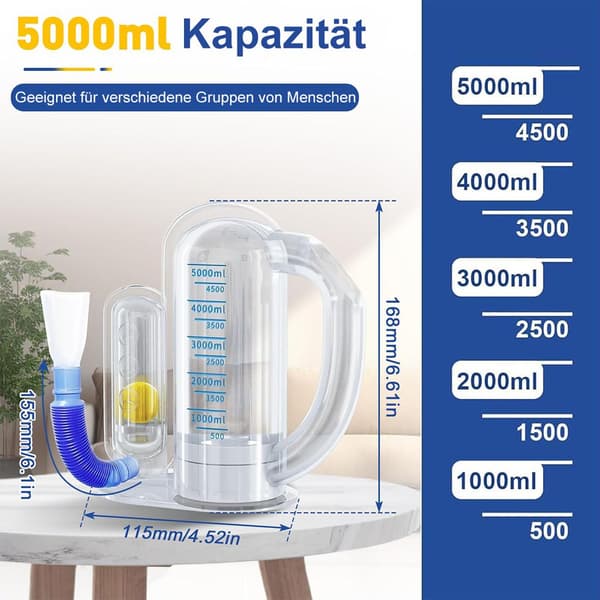 5000 ml lungefunktionstræner med perleflowindikator, til talepædagogik.