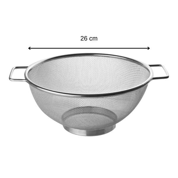 Finmaskig sil, rostfritt stål, silver, 26 cm