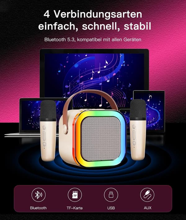 Trådlös Bluetooth-högtalare med karaokefunktion - Ivory White
