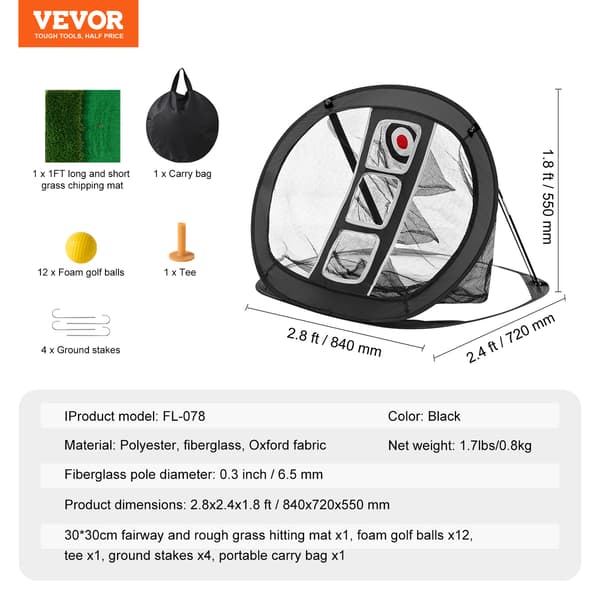 Golf Chipping Net Pop Up Golf Practice Net Bærbart Indendørs Slaghjælpemiddel