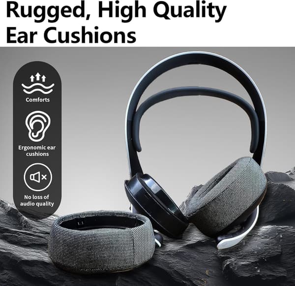 1 par erstatningsørepuder til Sony PlayStation 5 Pulse PS5 3D trådløst headset læder ørekopper patchwork ørekopper grå finish