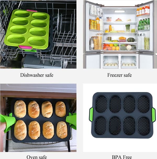 Sæt med to mini baguette bageforme m/ perforeret non-stick bageform, Velegnet til bageri