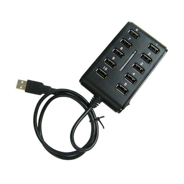 10-portars driven USB 2.0 höghastighets USB-splitter ST-förlängare