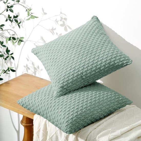 2 stk. mintgrønne 40x40 cm fluffy bløde boho fløjls forårspudebetræk sæt