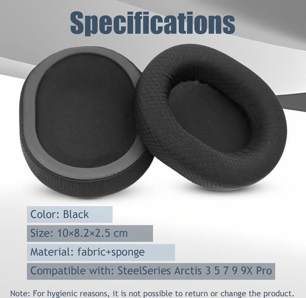 Öronkuddar för SteelSeries Arctis 3/5/7/9/9X/Pro, svarta, 1 par