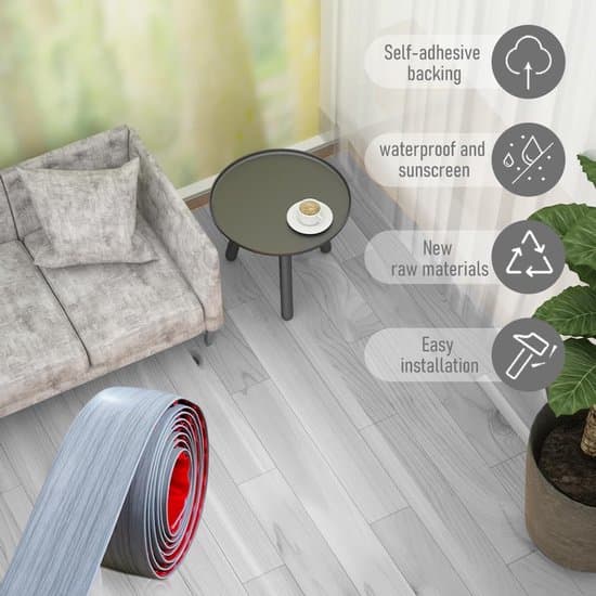 Selvklæbende overgangsprofil vinylgulv - 200 cm - 50 mm - Grå