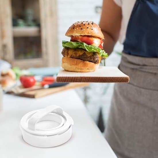 1-delad 3-i-1 Hamburgerpress - Burgerform - Baconpress - Lämplig för nötkött, fläsk och grönsaker - Vit