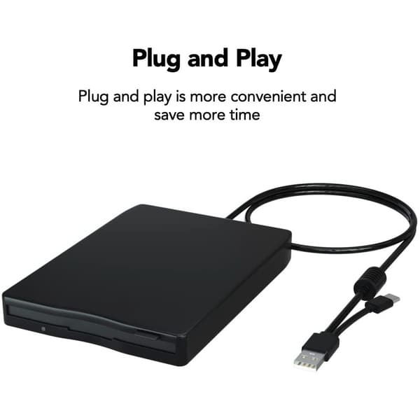 Extern diskettstation, 3,5 \", 1,44 MB minne, plug & play, stöder USB 2.0, USB- & USB-C-gränssnitt, ultratunn design, inga drivrutiner krävs