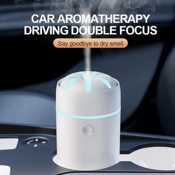 Bil/hem aromdiffusor med 7-färgs LED-ljus, vit