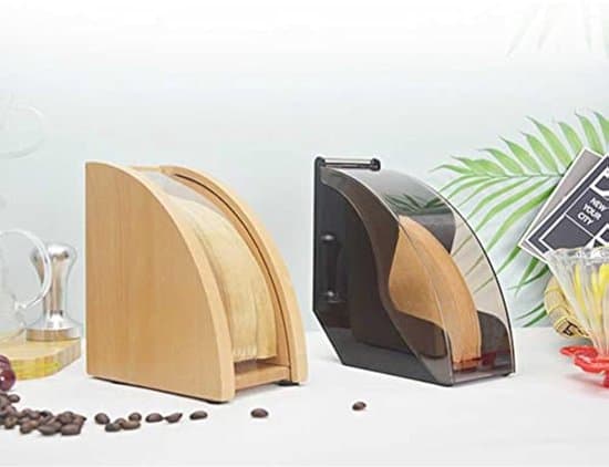 Kaffeefilterpapierhalter aus Holz/Acryl mit staubdichter Abdeckung (Schwarz)
