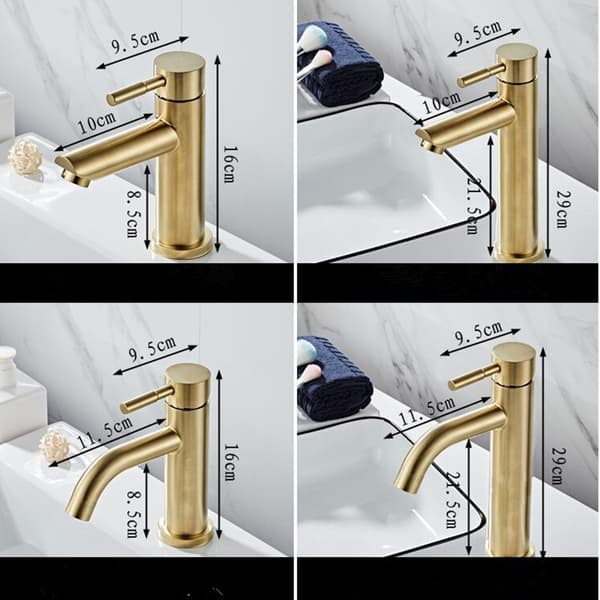Badeværelsesarmatur Vask Installation Et-grebs Rustfrit Stål Guld 16cm