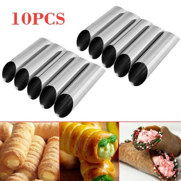 10x Cannoli Form Fløderør Skalhorn Form Bageform Croissant Værktøj