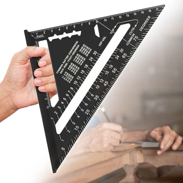 Tømrer Speed Square Metrisk Trekantet Lineal 7 Tommer - Sort
