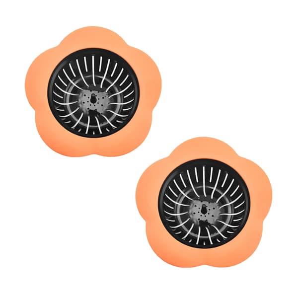 2-pack avloppsfilter för kök, diskbänkar, orange