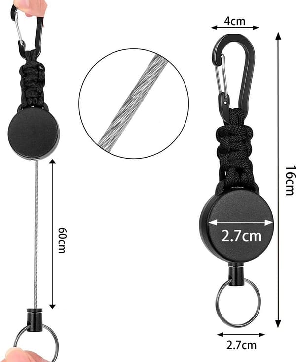 3-pack infällbara nyckelringar, infällbara nyckelringar med karbinhake