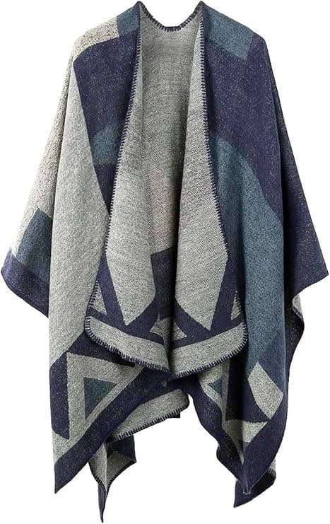 Vinter Sjal/Tørklæde til Kvinder – Mørkeblå Varmt Åbent Sjal, Perfekt til Efterår og Vinter