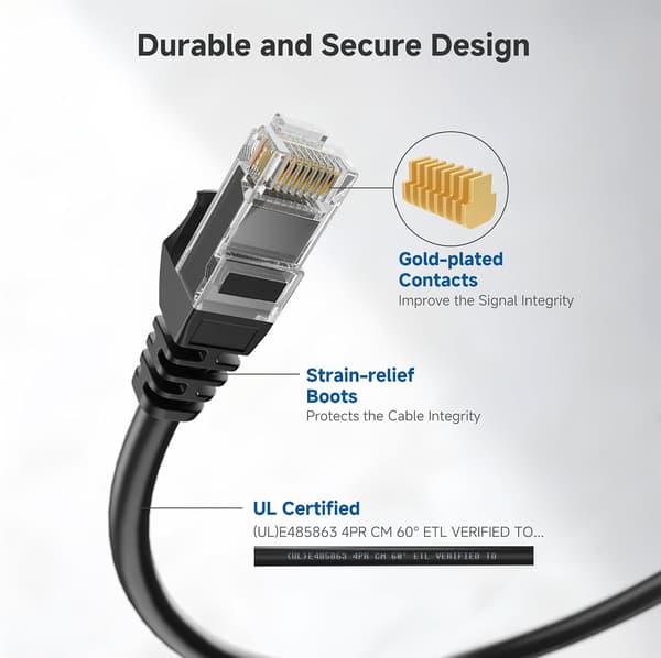 10 Gbps 5-pak Cat 6 Ethernet-kabel 5m Sort