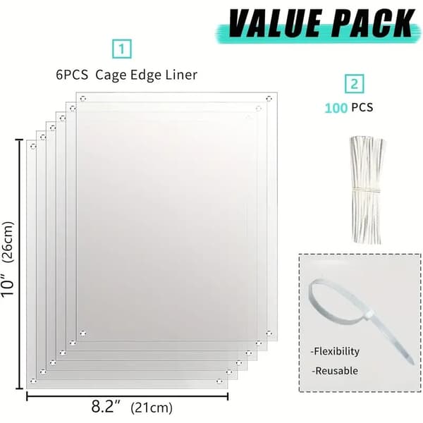 12-pack kaninbur urinbarriärer 10\" x 8.2\" Husdjursplast stänkskydd foder skyddar. Klara kantfoder marsvin sidofoder fågelbur katt