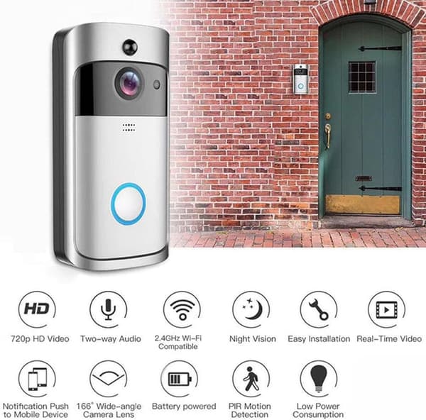 Trådlös videodörrklocka Fullfärgs mörkerseende AI Människodetektering Gratis moln IP65 166° - Vit