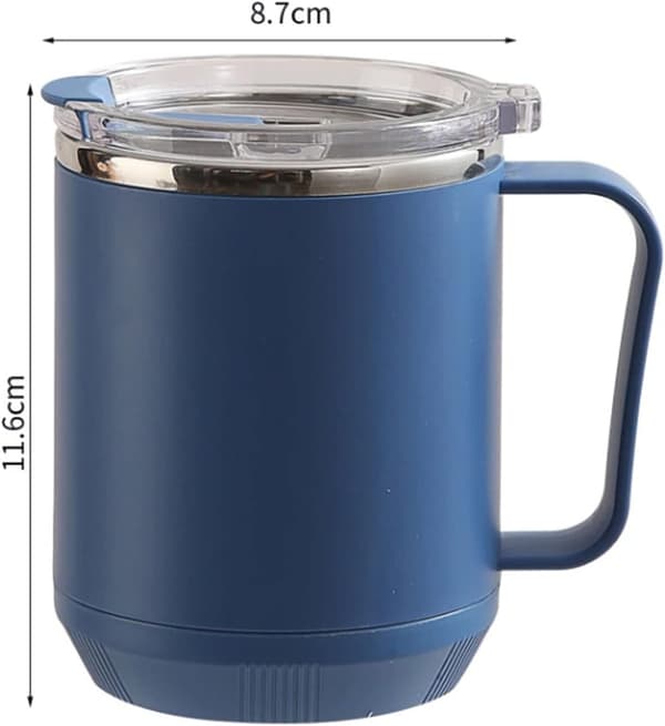 Kaffemugg, 460 ml, innerfoder i 304 rostfritt stål, läckagesäker, elegant och bärbar, lämplig för utomhusaktiviteter (blå).