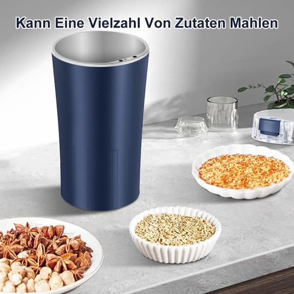 Elektrisk kaffekværn, kraftfuld krydderikværn, robuste og holdbare knive i rustfrit stål, bærbart design.