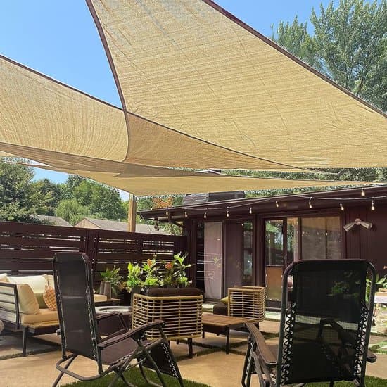 2-delad triangulär skuggduk, markis, UV-skyddsdesign, uteplatsmarkis, triangulär markis, utomhusskuggduk, 4*4*4 meter, för uteplatser