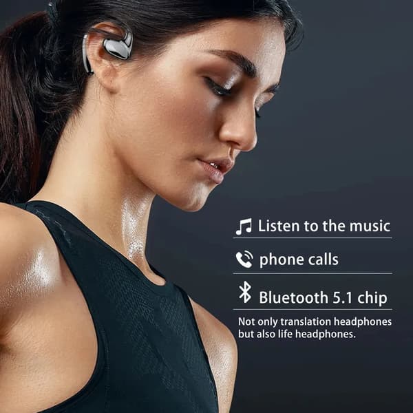 Bluetooth-øretelefoner 2-i-1 sprogoversætter In-Ear Trådløs 144 sprog Sort