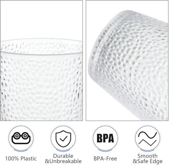 6-pack stötsäkra campingmuggar i glas - 350 ml - stapelbara drickskoppar i plast