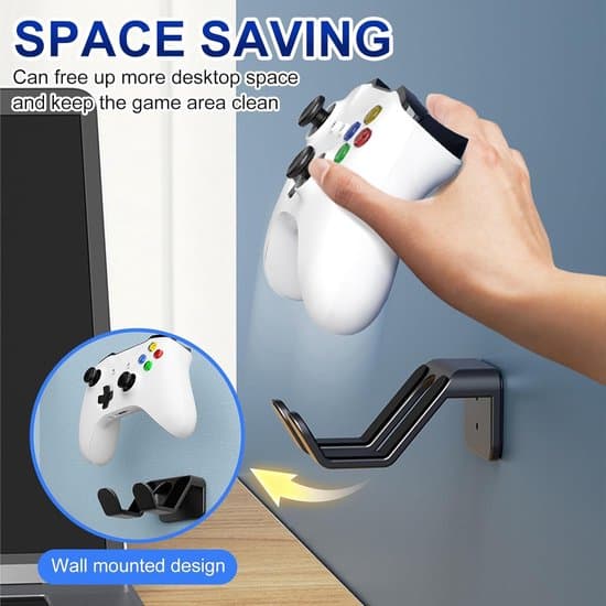 stykker selvklæbende vægbeslag til spilcontroller, gamepad og hovedtelefonholder til PS5/PS4/Xbox/Switch