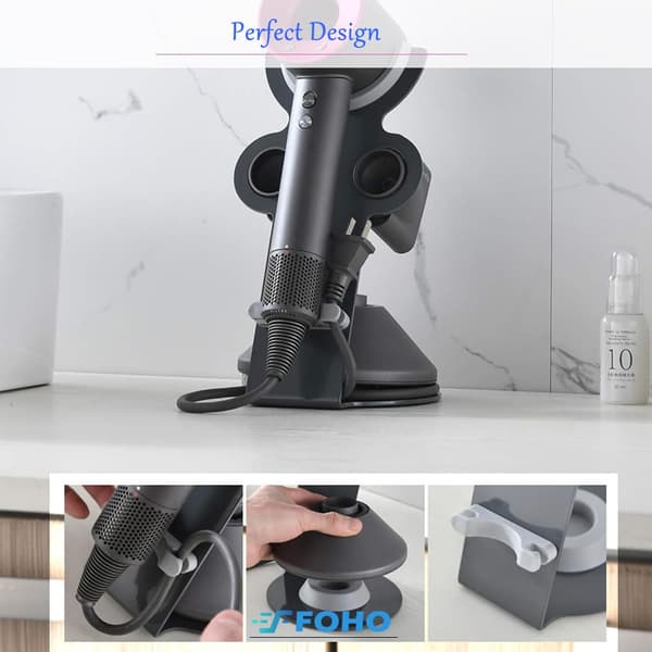 Badeværelsesopbevaringsstativer til Dyson Supersonic diffusere og dyser.
