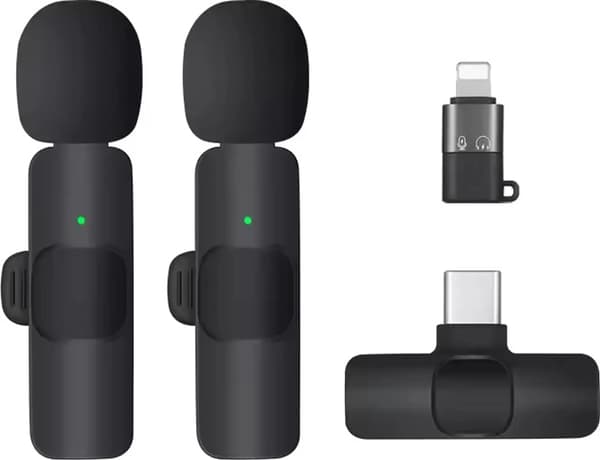 Mini-langaton rintamikrofoni - Langaton Bluetooth-klipsimikrofoni matkapuhelimille - Sopii iOS/Android-suoratoistoon - Musta