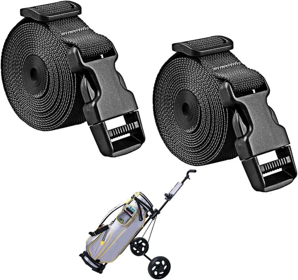 2-pak golfvogn-/trolley-/taskestropper, webbing-fastgørelser, quick release-spænder, soveposestropper, justerbare holdbare bagage-/håndtaskestropper