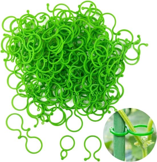 Växtväggklämmor - Stöd för grönsaker och blommor - Förpackning med 200 - Grön - Plast