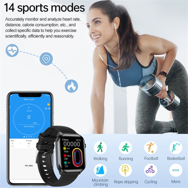 Vandtæt Smartwatch Bluetooth Opkald Pulsmåler Fitness Tracker Android iOS