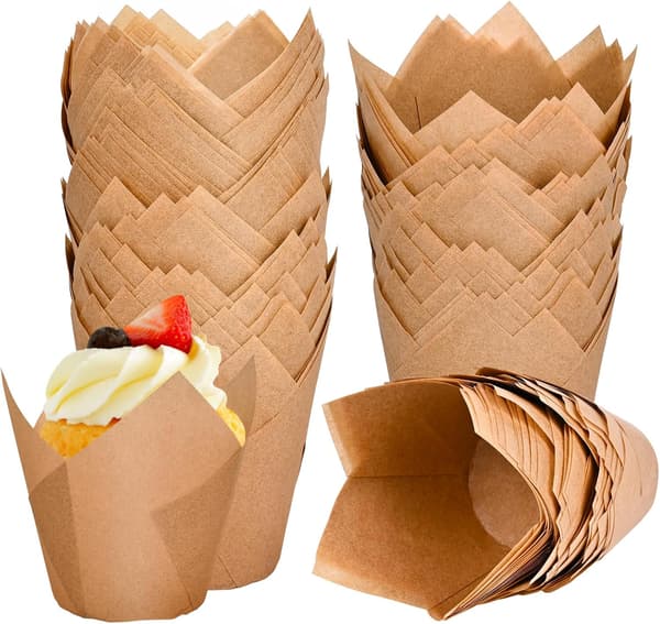 120-pack non-stick tulpanpappersformar för muffins och cupcakes.